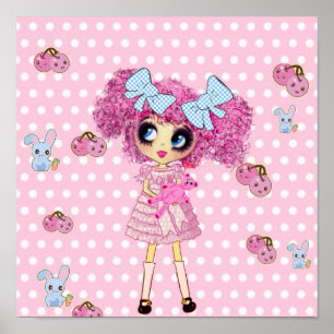 Pretty in Pink Kawaii Girl PinkyP Poster