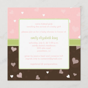 Pretty in Pink Little Hearts baby shower Invitation