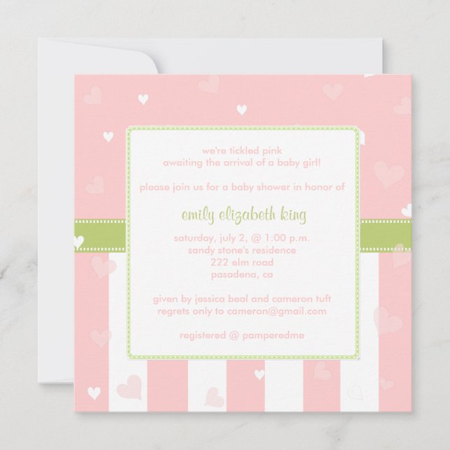 Pretty in Pink Little Hearts baby shower Invitation (Front)