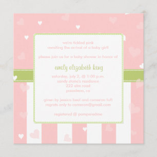 Pretty in Pink Little Hearts baby shower Invitation