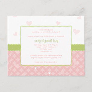 Pretty in Pink Little Hearts baby shower Invitation