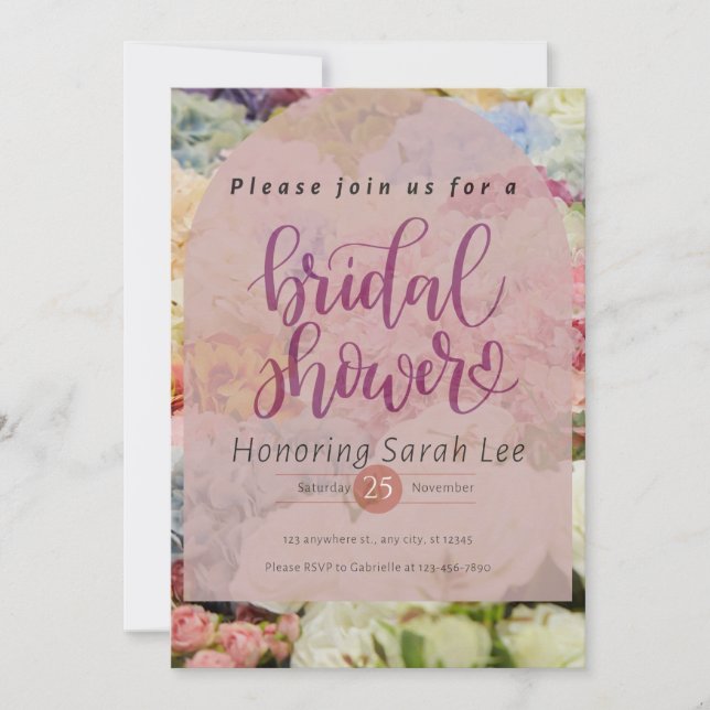 Pretty in Pink Modern Floral Bridal Shower Invitation (Front)