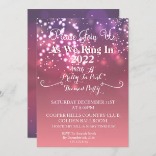 Pretty In Pink New Years Party Invitation