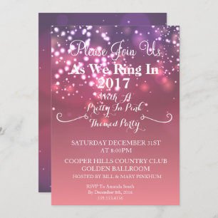 Pretty In Pink New Years Party Invitation