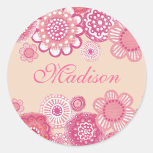 Pretty in Pink & Peach Painted Girls Name Label