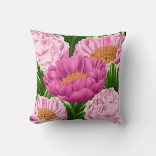 Pretty In Pink Peonies Throw Pillow