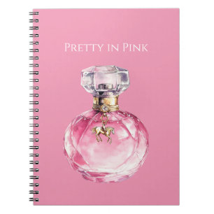 Pretty in Pink Perfume Bottle Horse Charm Notebook