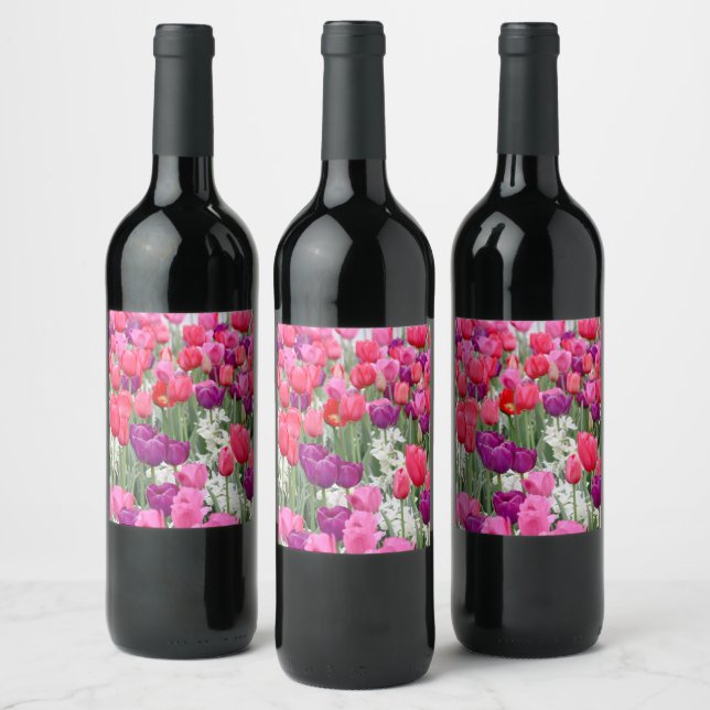 Pretty in Pink Petals  Wine Label (Bottles)