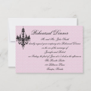 Pretty in Pink Polka Dots with Black Chandelier Re Invitation