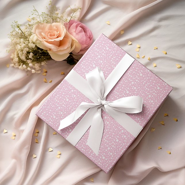 Pretty in Pink Random Sized White Polka Dots Wrapping Paper (Creator Uploaded)