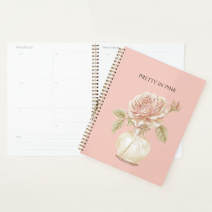 Pretty in Pink Rose Flower in Vase Planner