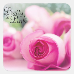 Pretty in Pink Rose Square Sticker