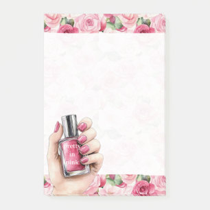 Pretty in Pink Roses Floral Hand Nail Polish Post-it Notes