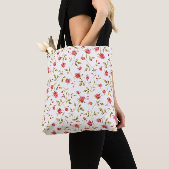 Pretty in Pink Roses Tote Bag (Close Up)
