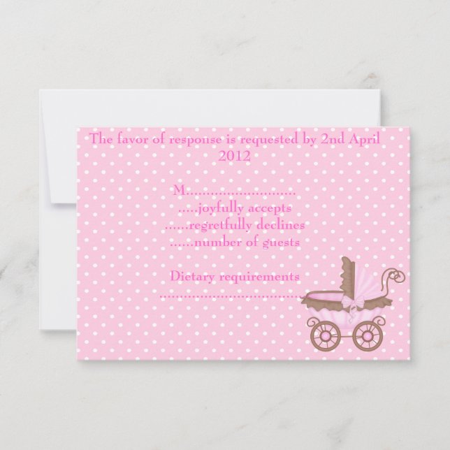 pretty in pink rsvp with pram card (Front)