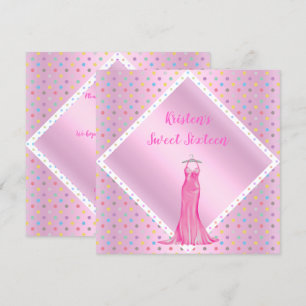PRETTY IN PINK SWEET SIXTEEN INVITATION SPOT white