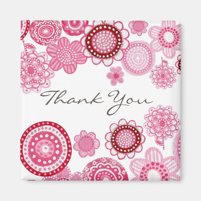 Pretty in Pink Thank You Wedding Gift Magnet (Front)