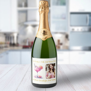 Pretty in Pink Theme Cocktail Birthday Sparkling Wine Label