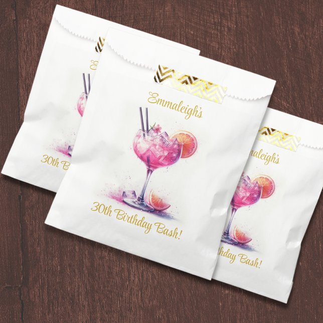 Pretty in Pink Themed Cocktail Birthday Favour Bags (Creator Uploaded)