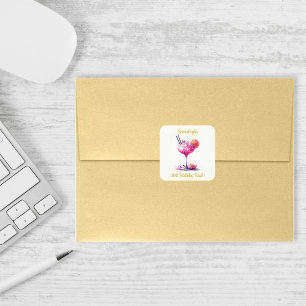 Pretty in Pink Themed Cocktail Birthday Square Sticker