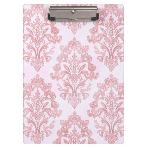 Pretty in Pink Victorian Damask Watercolor Pattern Clipboard