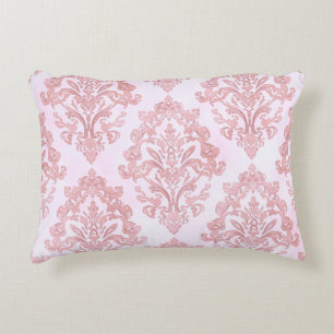 Pretty in Pink Victorian Damask Watercolor Pattern Decorative Cushion