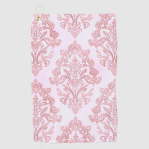 Pretty in Pink Victorian Damask Watercolor Pattern Golf Towel