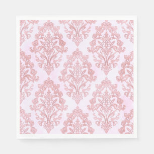 Pretty in Pink Victorian Damask Watercolor Pattern Napkin
