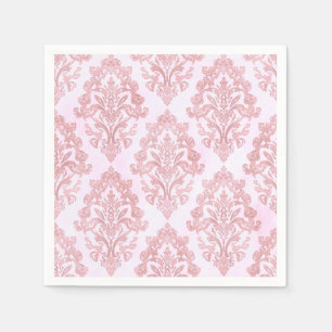 Pretty in Pink Victorian Damask Watercolor Pattern Napkin