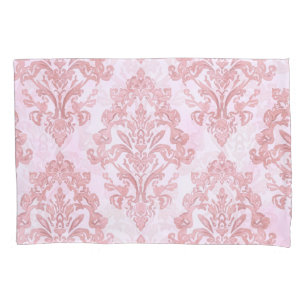 Pretty in Pink Victorian Damask Watercolor Pattern Pillowcase