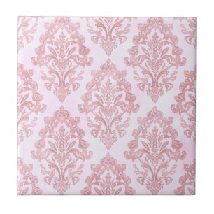 Pretty in Pink Victorian Damask Watercolor Pattern Tile