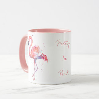 Pretty In Pink Water Colour Flamingo Mug