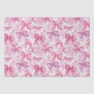 Pretty In Pink Watercolor Bows Tissue Paper