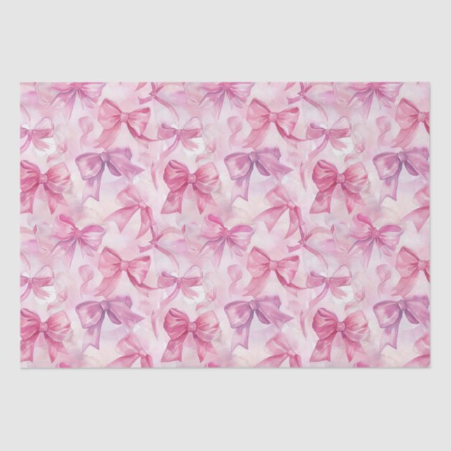 Pretty In Pink Watercolor Bows Tissue Paper (Front)