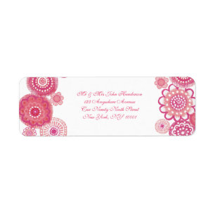 Pretty in Pink White Floral Small Address Sticker