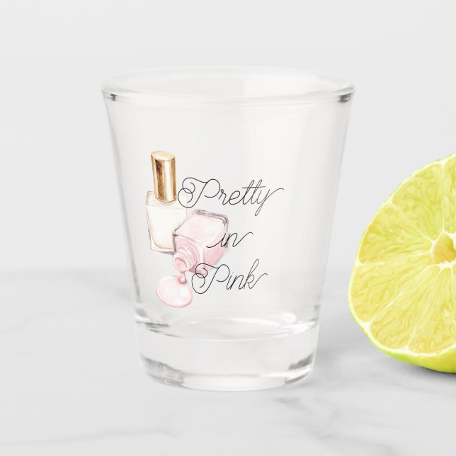 Pretty in Pink White Nail Polish Shot Glass (Front)