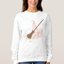 Pretty In Pink Witch Hat and Broom, Sweatshirt