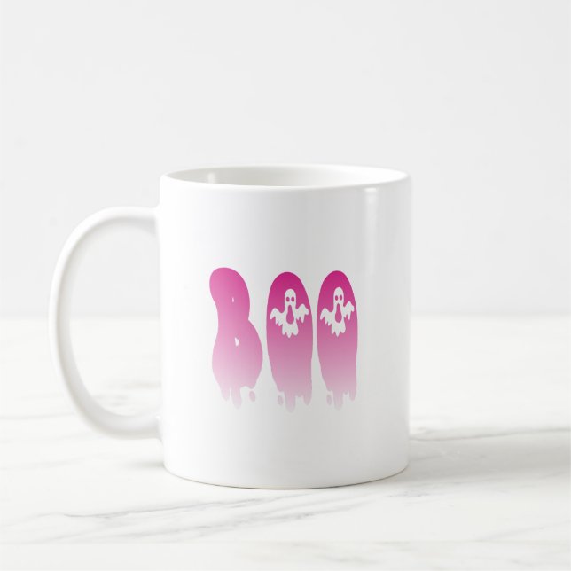 Pretty in Pink: Your Spooky Halloween 'Boo'  Coffee Mug (Left)
