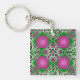 Pretty In Purple Floral Key Ring