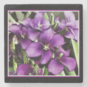 Pretty in Purple flower Stone Coaster