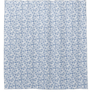 Pretty Indigo Blue Ethnic Floral Print Shower Curtain