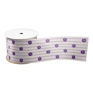 Pretty Indigo Floral & Blush and Violet Striped Satin Ribbon