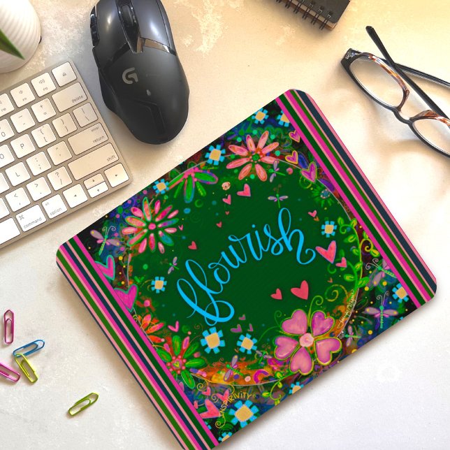 Pretty Inspiring Floral Flourish Inspirivity Mouse Mat (Creator Uploaded)