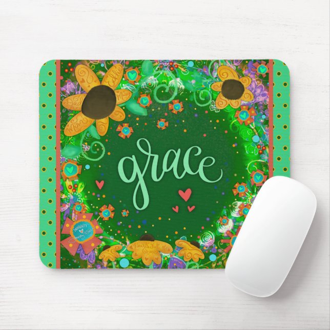 Pretty Inspiring Floral Grace Inspirivity Mouse Mat (With Mouse)