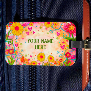 Pretty Inspirivity Fun Floral Customised Luggage Tag