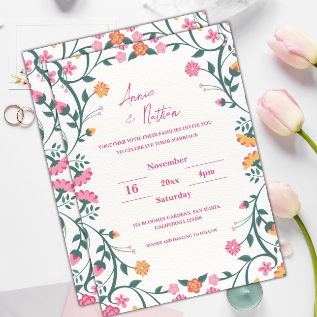 Pretty Intricate Floral Frame Wedding  Invitation (Pretty Intricate Floral Frame Wedding Invitation)