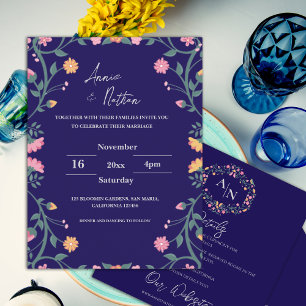 Pretty Intricate Floral Frame Wedding Invitation Postcard