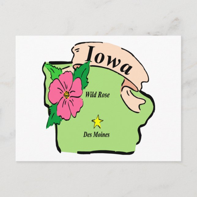 Pretty Iowa Map Postcard (Front)