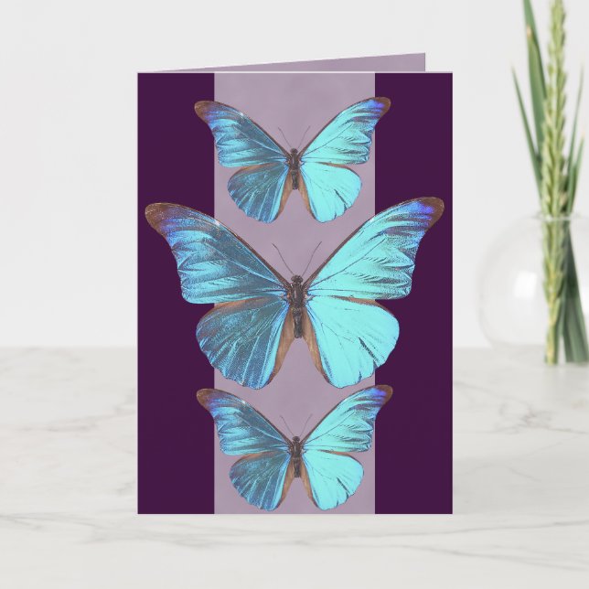 Pretty Iridescent Blue Butterfly Card (Front)