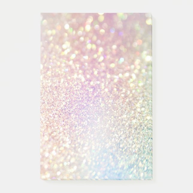 Pretty Iridescent Bokeh & Faux Glitter 1 Post-it Notes (Front)